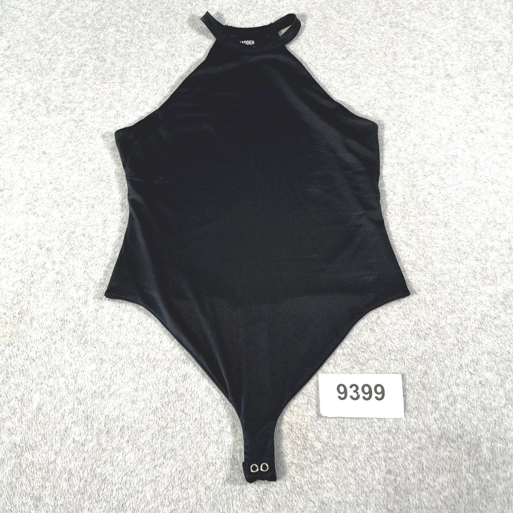 Madden NYC Bodysuit Womens Large Black Stretch Halter Neck Swimwear‎ Beach